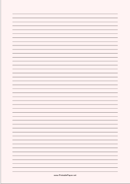 Lined Paper - Pale Red - Narrow Black Lines - A4 Paper