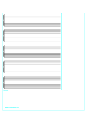 Cornell Note Paper with Musical Staff Paper