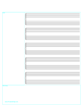 Cornell Note Paper with Musical Staff Paper