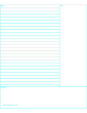 Cornell Note Paper - Reversed Paper