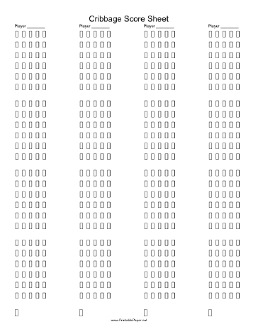Cribbage Score Sheet Paper