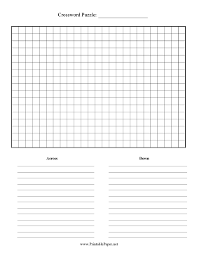 Crossword Puzzle Paper Paper