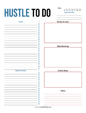 Daily Side Hustle To Do List Paper