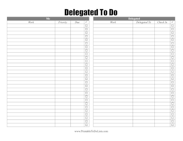 Delegation To Do List Paper
