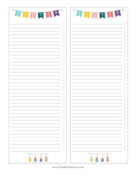 Easter To Do Lists Paper