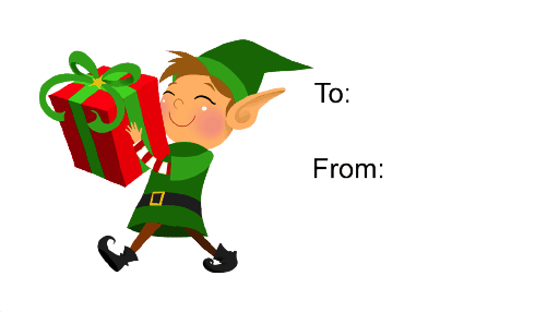 Elf with Gift (white background) Paper