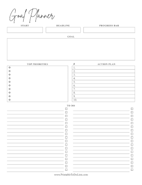 Goal Planner Paper
