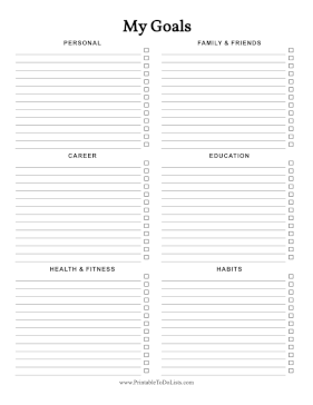 Goals To Do Paper