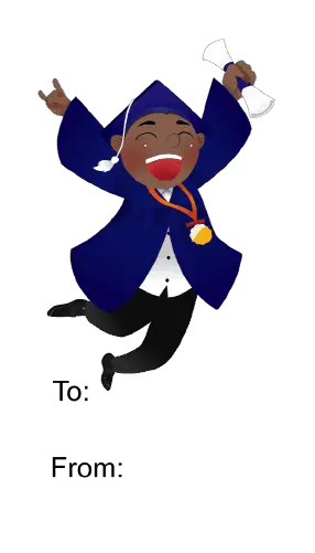 Graduation Boy Leaping (white background) Gift Tag Paper