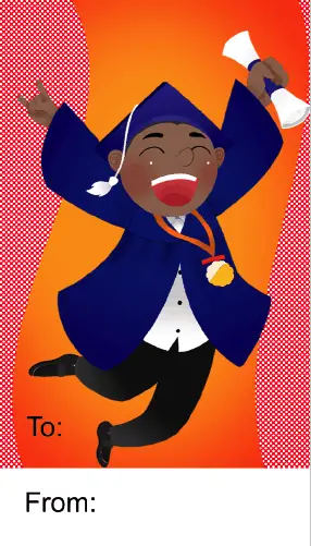 Graduation Boy Leaping Gift Tag Paper