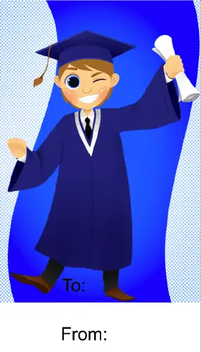 Graduation Boy Winking Gift Tag Paper