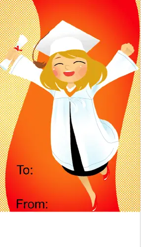 Graduation Girl Leaping Gift Tag Paper