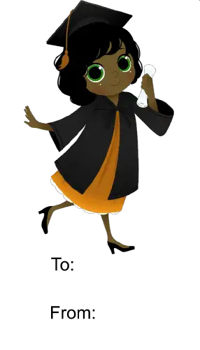 Graduation Girl Walking (white background) Gift Tag Paper