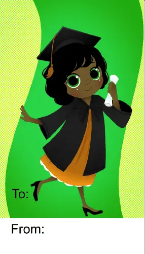 Graduation Girl Walking Gift Tag Paper