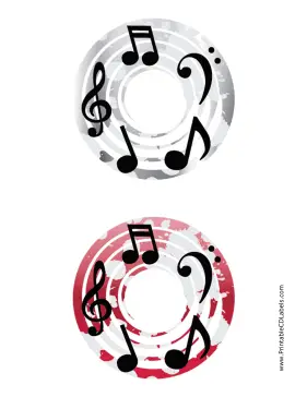 Gray Red Notes Music CD-DVD Labels Paper