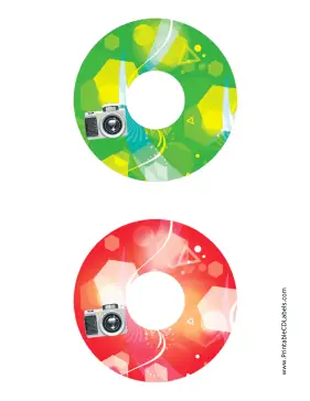 Green Red Camera Photography CD-DVD Labels Paper