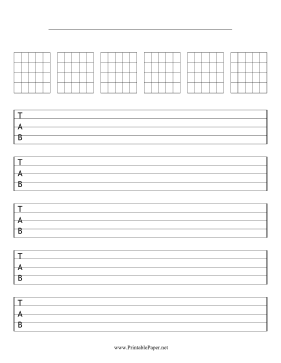 Guitar Tablature with Chord Symbols Paper