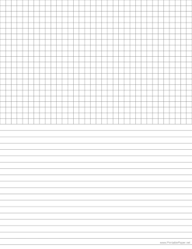 Half College Lined Half Graph Paper 4 Per Inch Reverse Paper