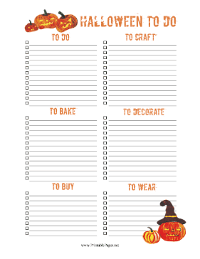 Halloween To Do Paper