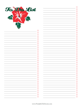 Hawaiian Flower To Do List Paper