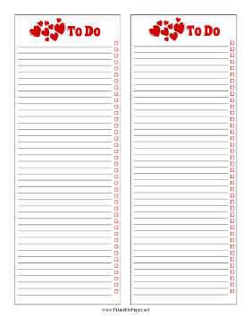 Hearts To Do List Paper