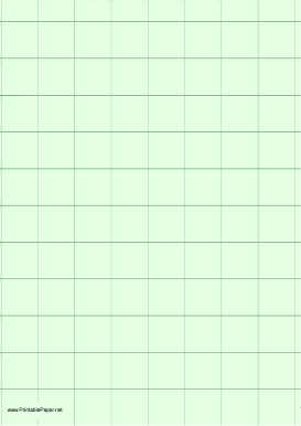 Graph Paper - Light Green - One Inch Grid - A4 Paper