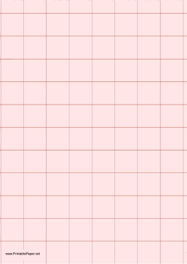Graph Paper - Light Red - One Inch Grid - A4 Paper