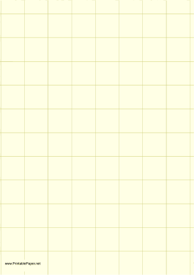 Graph Paper - Light Yellow - One Inch Grid - A4 Paper
