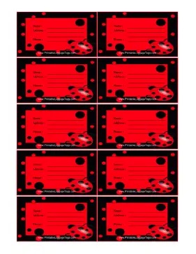 Ladybug Luggage Tag Paper