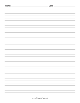 Lined Paper With Name Narrow Paper