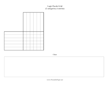 Logic Puzzle Grid 2x6 Paper