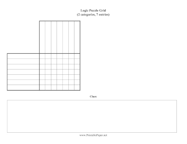 Logic Puzzle Grid 2x7 Paper