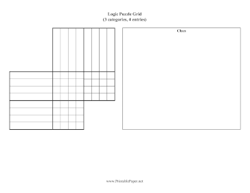 Logic Puzzle Grid 3x4 Paper