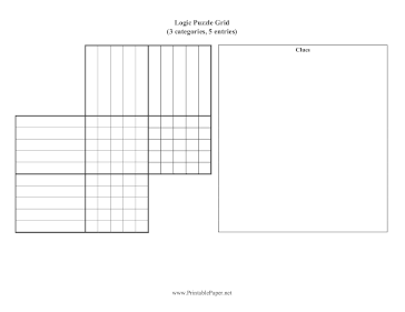 Logic Puzzle Grid 3x5 Paper
