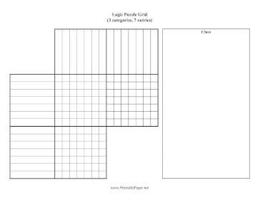 Logic Puzzle Grid 3x7 Paper