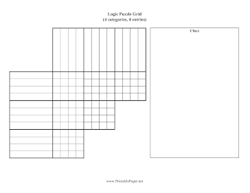 Logic Puzzle Grid 4x4 Paper
