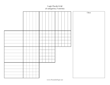 Logic Puzzle Grid 4x5 Paper