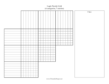 Logic Puzzle Grid 4x7 Paper