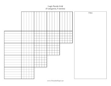 Logic Puzzle Grid 5x5 Paper