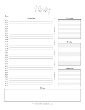 Monday To Do List Paper