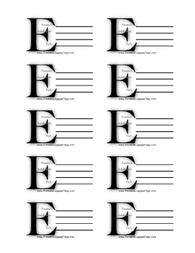 Monogram E Luggage Tag Paper