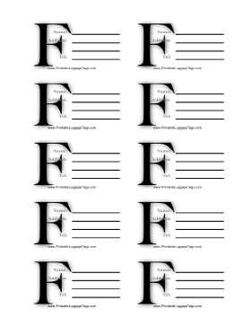 Monogram F Luggage Tag Paper