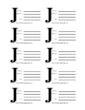 Monogram J Luggage Tag Paper