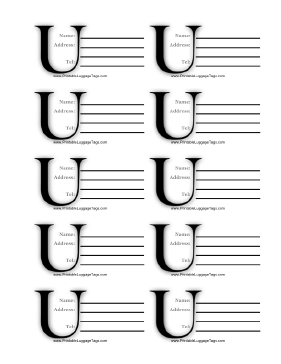 Monogram U Luggage Tag Paper