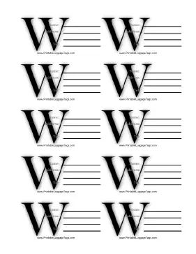 Monogram W Luggage Tag Paper