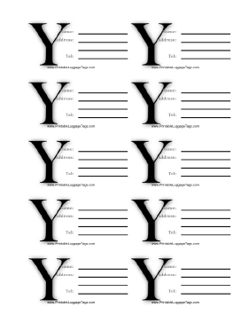 Monogram Y Luggage Tag Paper