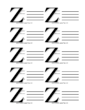 Monogram Z Luggage Tag Paper