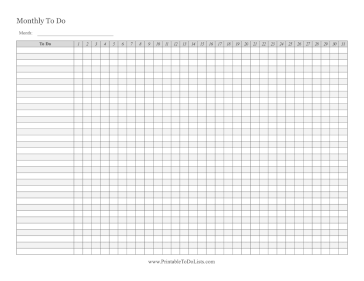 Monthly To Do By Day Paper