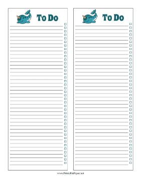 Narwhal To Do List Paper