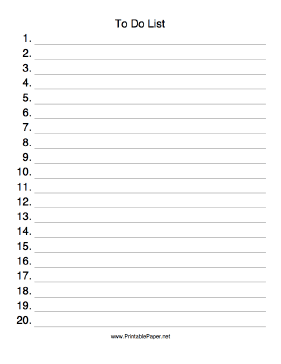 Numbered To Do List Paper